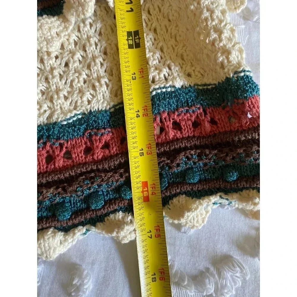 Zara Top Women’s Small Knit Multicolor Crochet Ruffle Crop